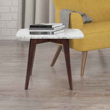 Cima 12" x 21" Rectangular Italian Marble Side Table with Legs